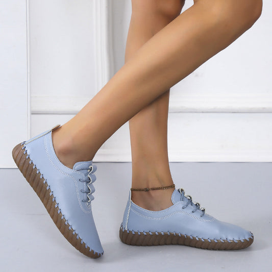 Women's Round Toe Lace-up Mother Soft-soled Flat Shoes