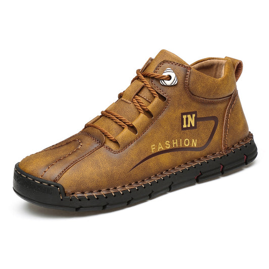 Outdoor sports non-slip leisure high-top leather shoes