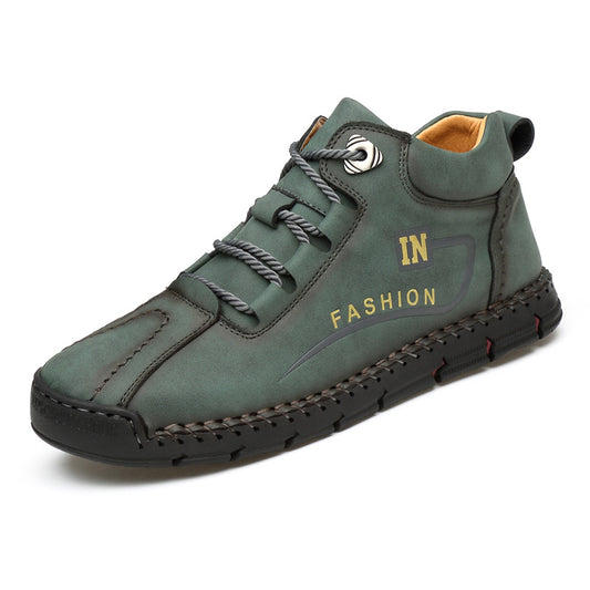 Outdoor sports non-slip leisure high-top leather shoes