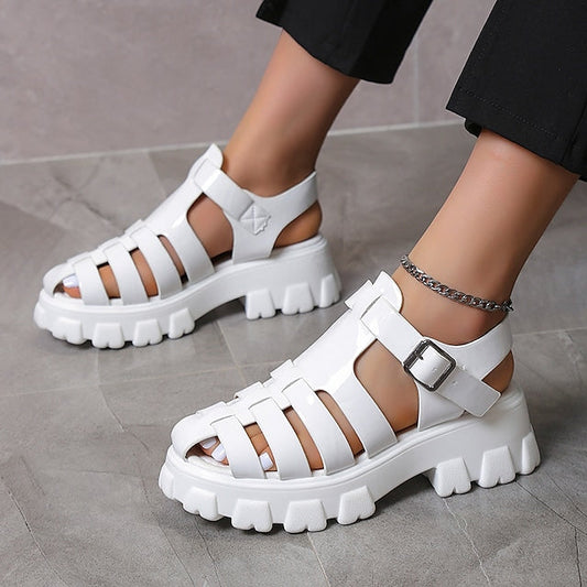 Women's Fashion Platform Cutout Platform Woven Sandals