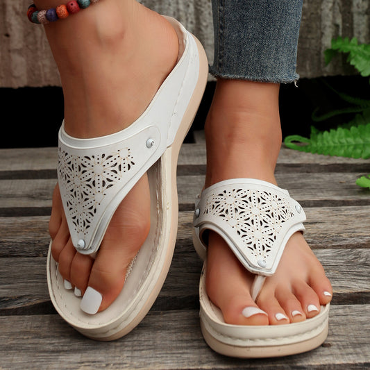 Clip Toe Hollowed Out Women's Sandals Casual Large Size Wedges